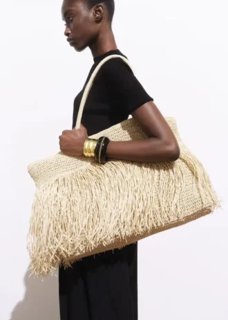 Shopper-Tasche aus Naturfaser mit Quasten