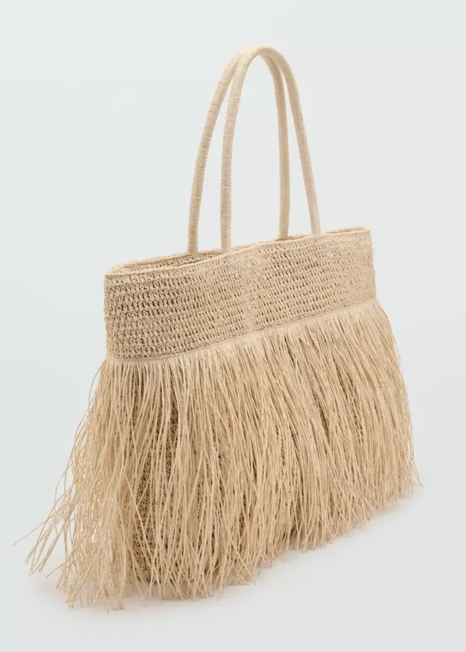 Shopper-Tasche aus Naturfaser mit Quasten