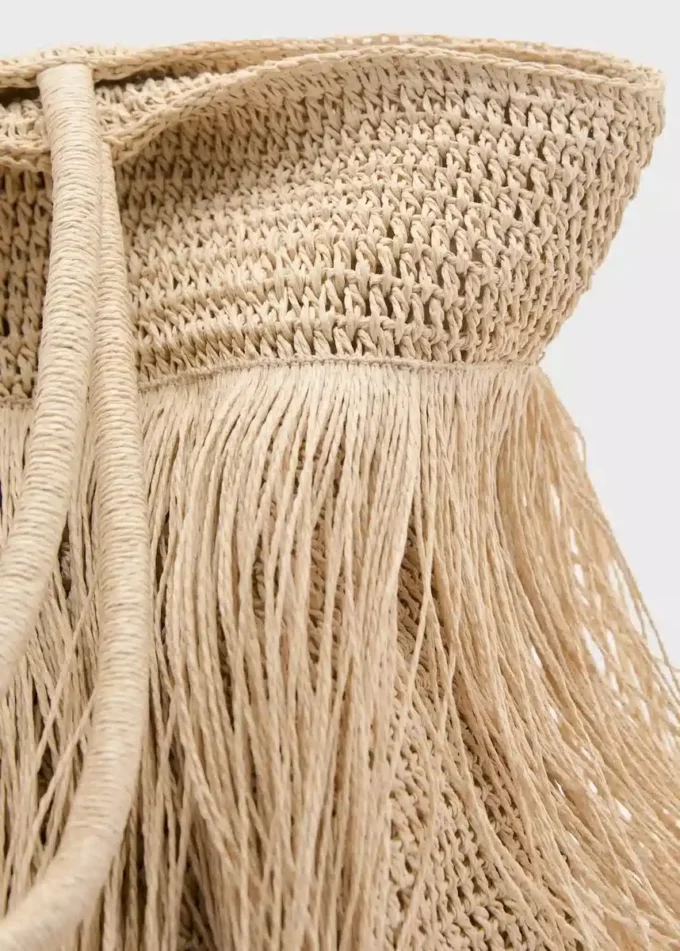 Shopper-Tasche aus Naturfaser mit Quasten