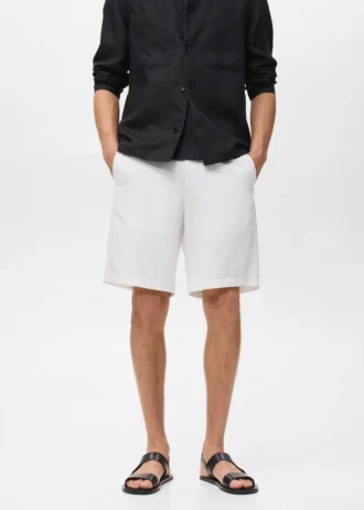 Shorts aus Leinenmischgewebe mit elastischem Bund