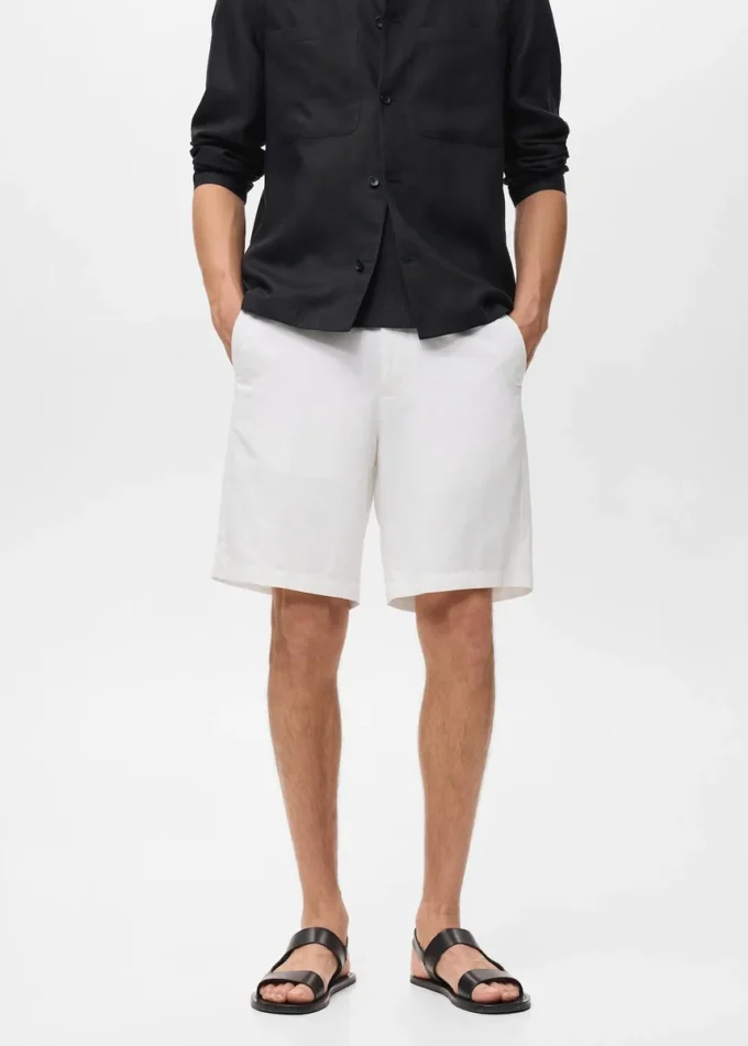 Shorts aus Leinenmischgewebe mit elastischem Bund Shorts aus Leinenmischgewebe mit elastischem Bund