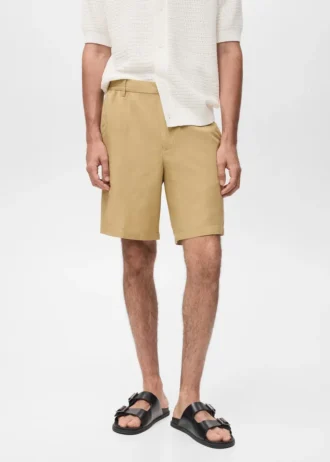 Shorts aus Leinenmischgewebe mit elastischem Bund