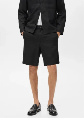 Shorts aus Leinenmischgewebe mit elastischem Bund