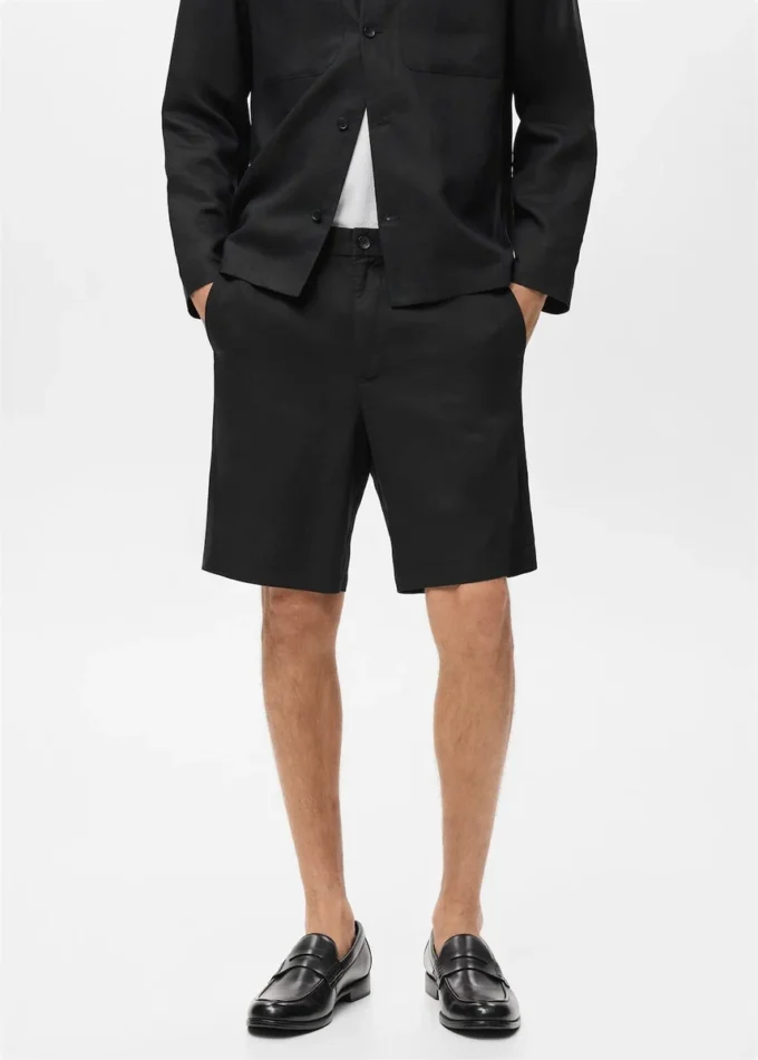 Shorts aus Leinenmischgewebe mit elastischem Bund Shorts aus Leinenmischgewebe mit elastischem Bund