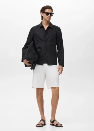 Shorts aus Leinenmischgewebe mit elastischem Bund