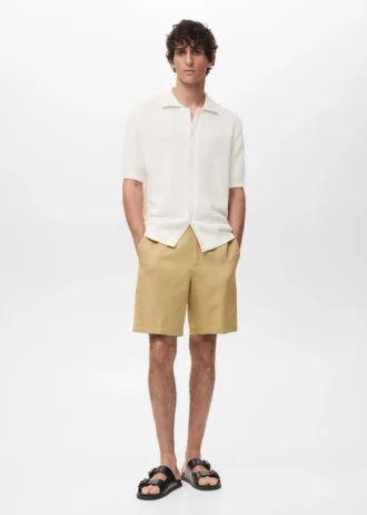 Shorts aus Leinenmischgewebe mit elastischem Bund