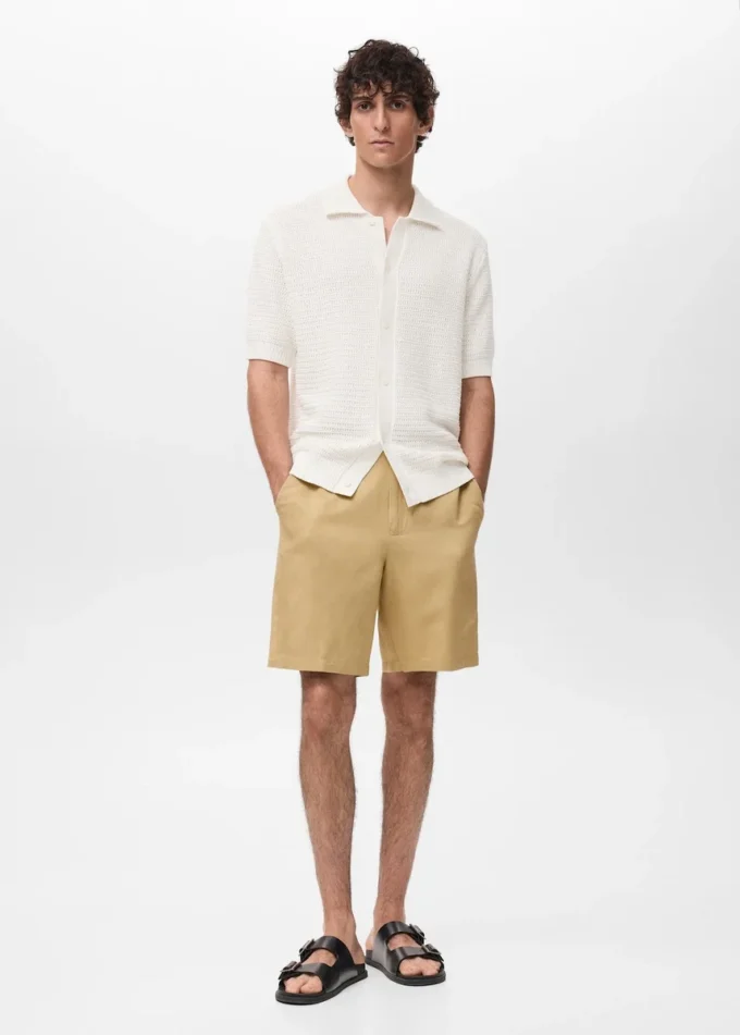 Shorts aus Leinenmischgewebe mit elastischem Bund