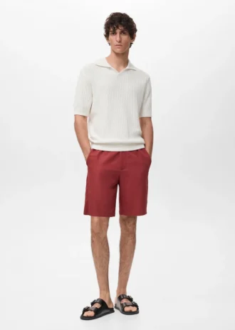 Shorts aus Leinenmischgewebe mit elastischem Bund