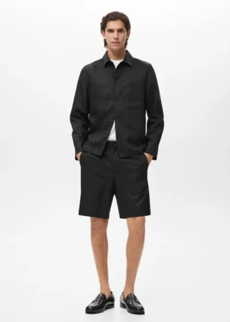 Shorts aus Leinenmischgewebe mit elastischem Bund