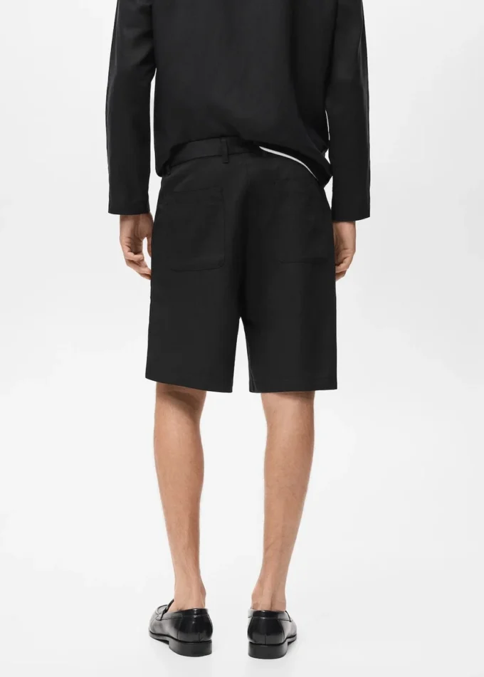 Shorts aus Leinenmischgewebe mit elastischem Bund Shorts aus Leinenmischgewebe mit elastischem Bund