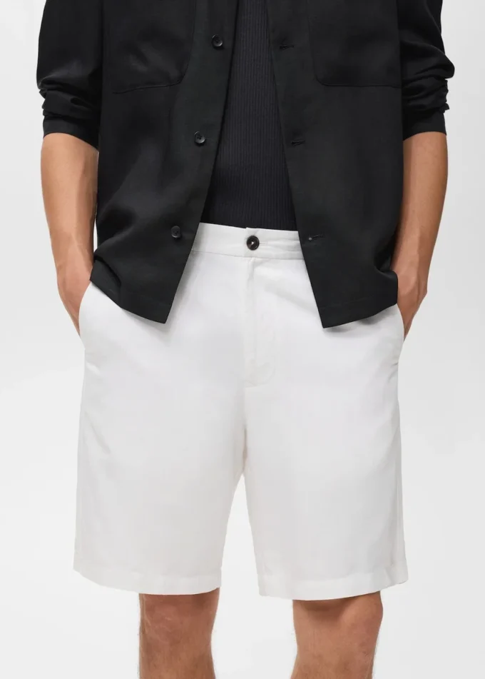 Shorts aus Leinenmischgewebe mit elastischem Bund Shorts aus Leinenmischgewebe mit elastischem Bund