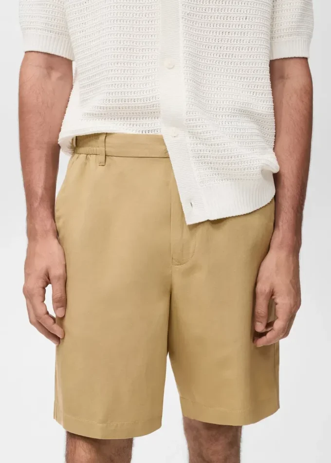 Shorts aus Leinenmischgewebe mit elastischem Bund