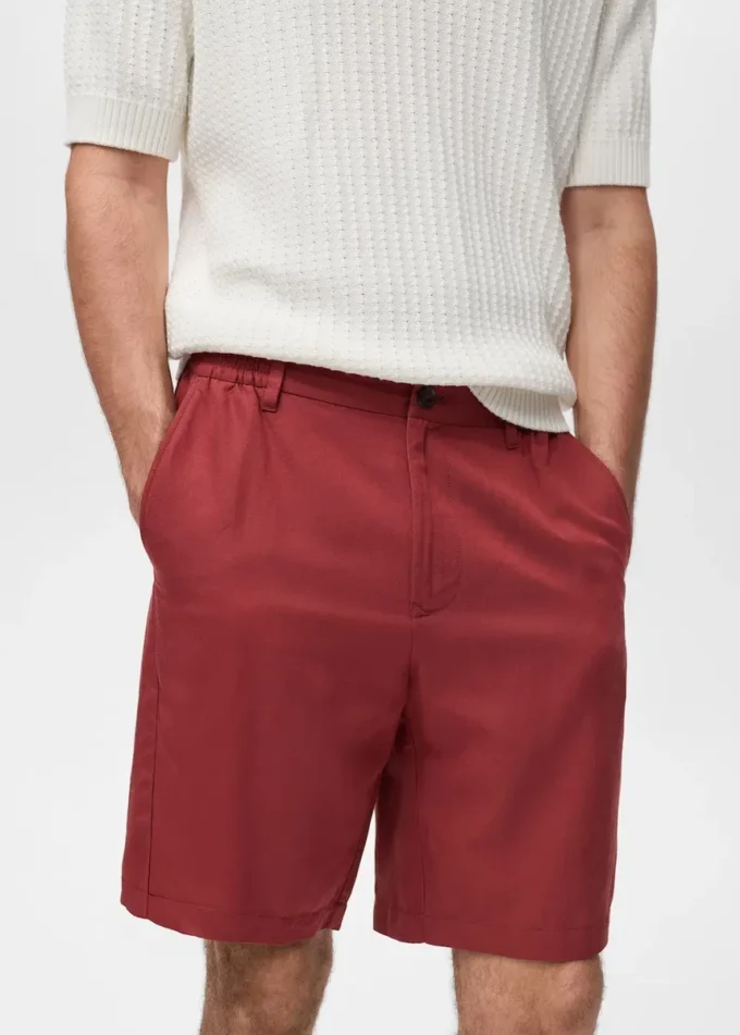 Shorts aus Leinenmischgewebe mit elastischem Bund