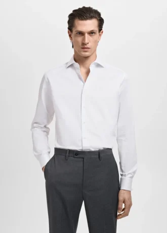 Slim-Fit-Anzug aus Twillgewebe mit Hemd-Manschettenknöpfen