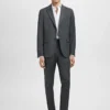 Slim-Fit-Anzug aus Twillgewebe mit Hemd-Manschettenknöpfen