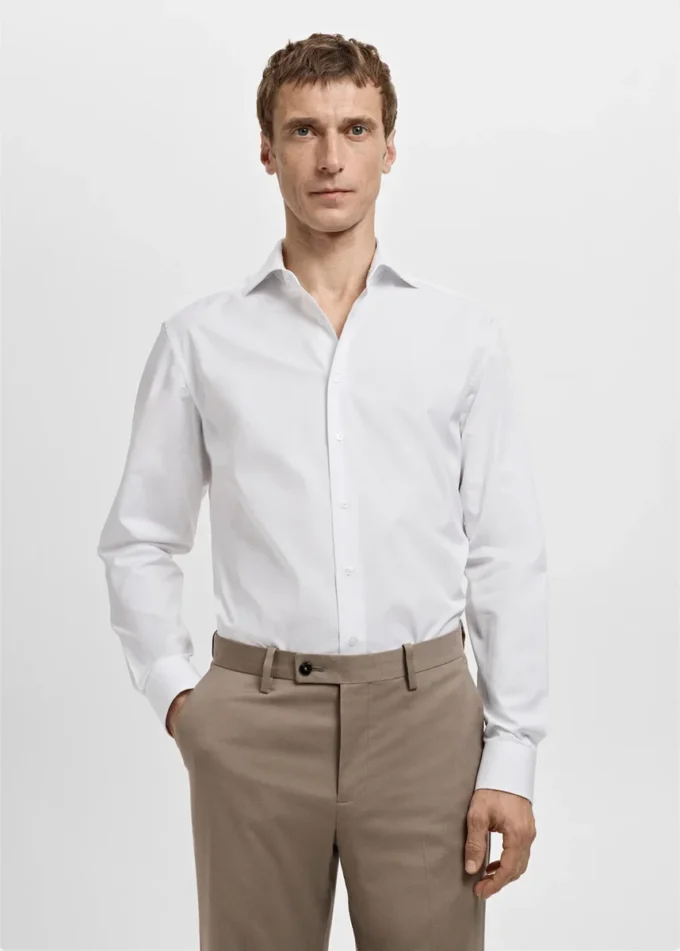 Slim-Fit-Anzughemd aus Baumwollpopeline Slim-Fit-Anzughemd aus Baumwollpopeline