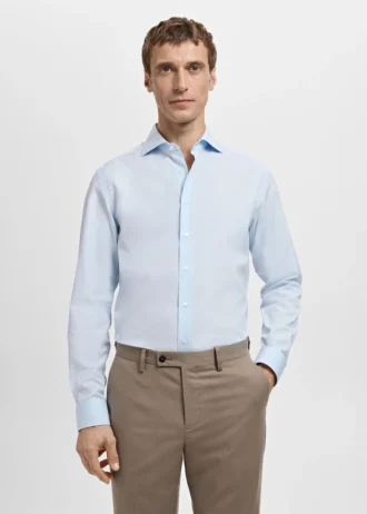 Slim-Fit-Anzughemd aus Baumwollpopeline