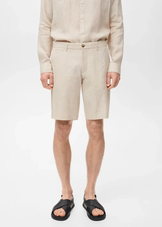 Slim Fit Bermudashorts aus 100 % Leinen