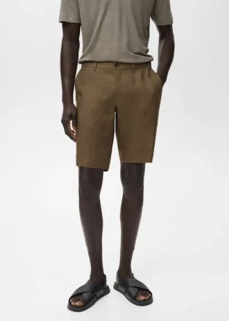 Slim Fit Bermudashorts aus 100 % Leinen