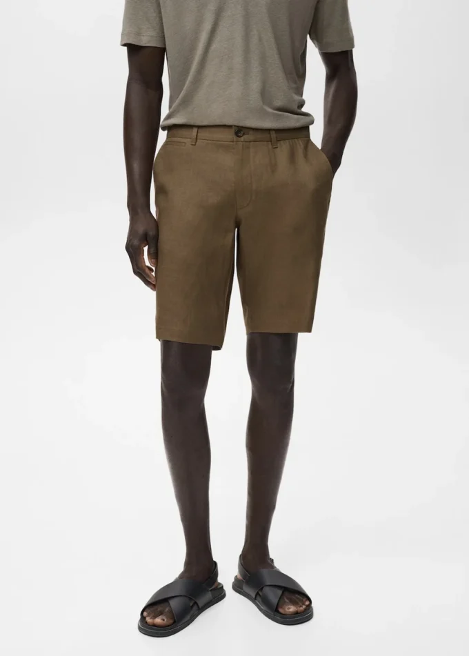 Slim Fit Bermudashorts aus 100 % Leinen