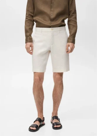 Slim Fit Bermudashorts aus 100 % Leinen Slim Fit Bermudashorts aus 100 % Leinen
