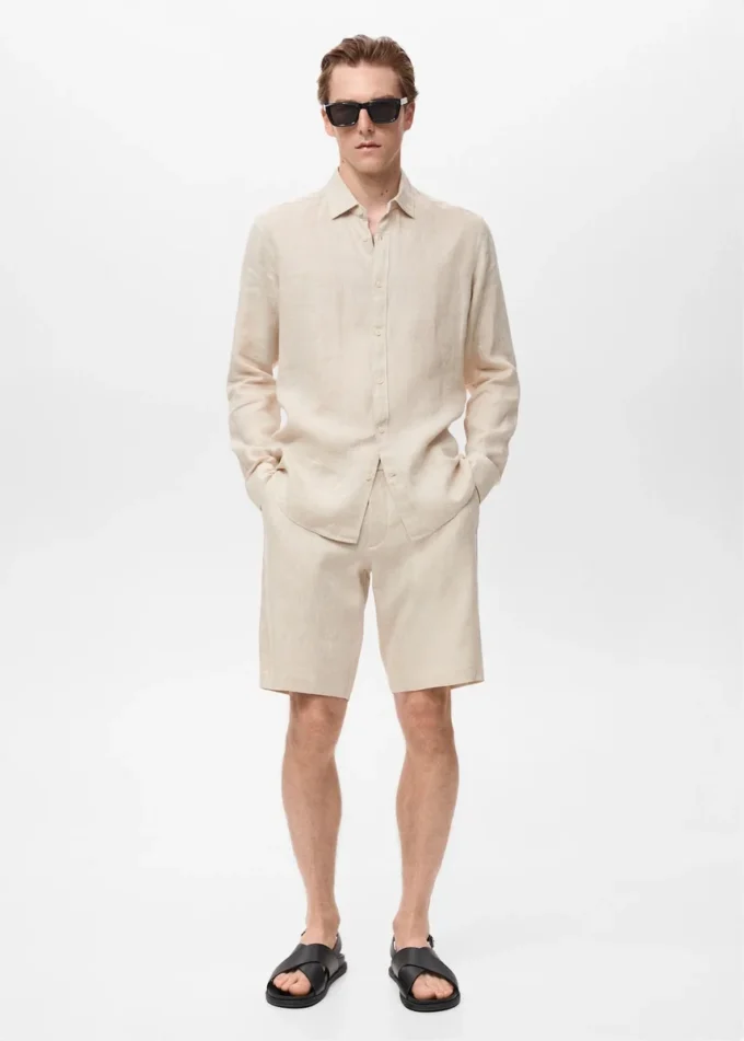 Slim Fit Bermudashorts aus 100 % Leinen
