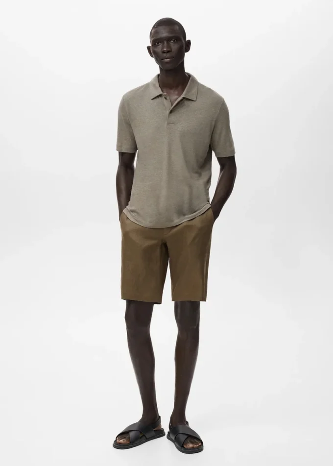 Slim Fit Bermudashorts aus 100 % Leinen