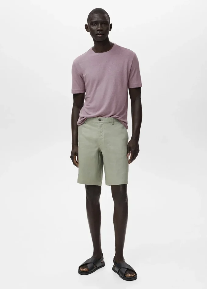 Slim Fit Bermudashorts aus 100 % Leinen