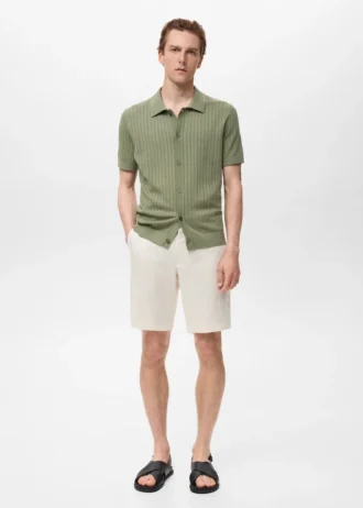 Slim Fit Bermudashorts aus 100 % Leinen Slim Fit Bermudashorts aus 100 % Leinen