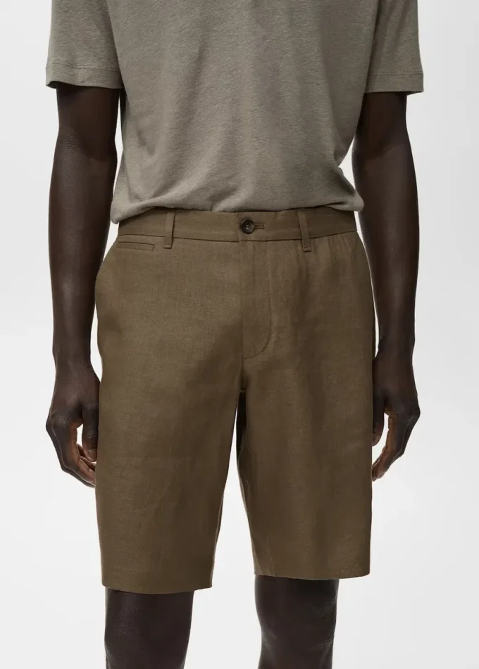 Slim Fit Bermudashorts aus 100 % Leinen
