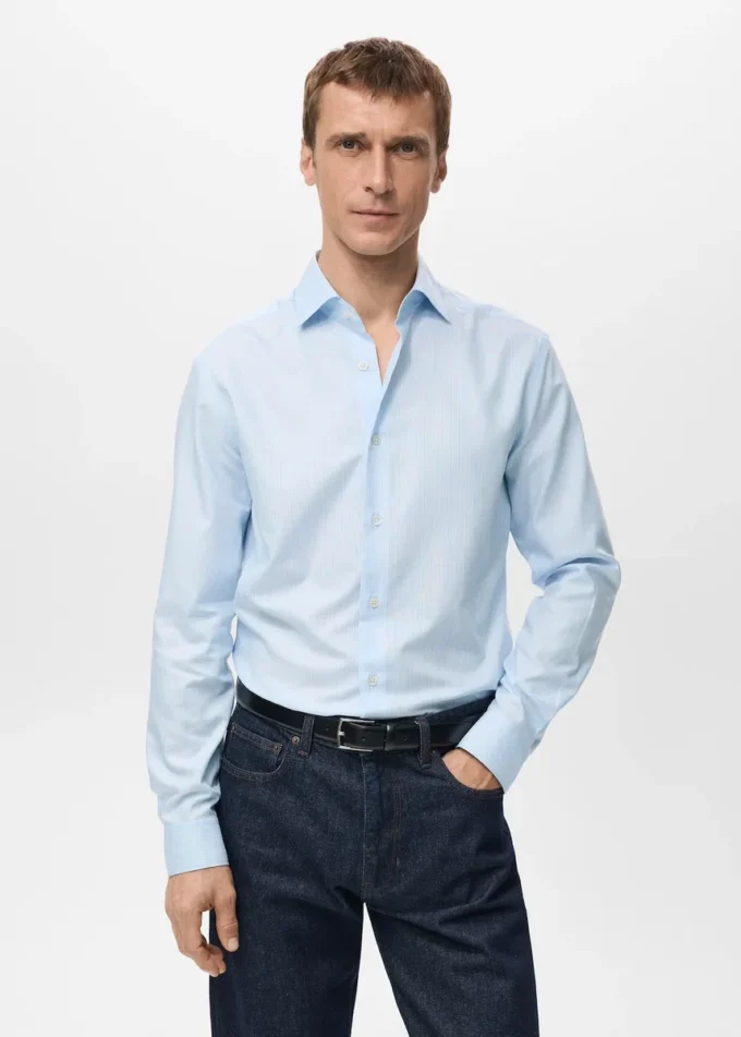 Slim Fit-Hemd aus 100 % Baumwolle mit Streifenmuster