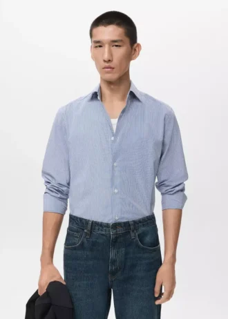 Slim-Fit-Hemd aus 100 % Baumwolle mit Streifenmuster