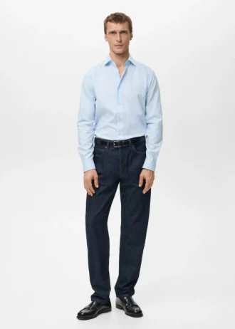 Slim Fit-Hemd aus 100 % Baumwolle mit Streifenmuster
