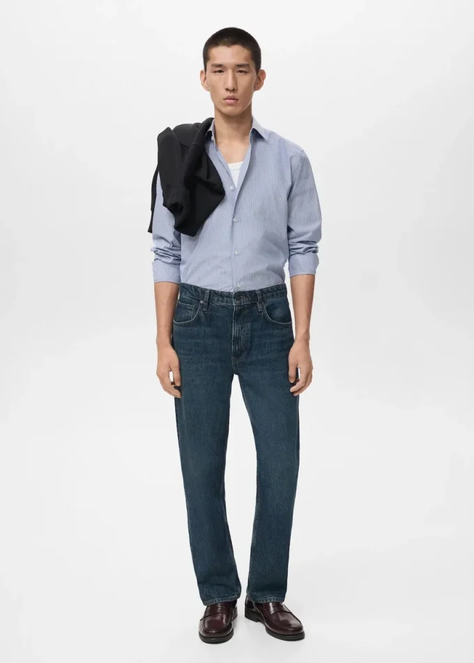 Slim-Fit-Hemd aus 100 % Baumwolle mit Streifenmuster