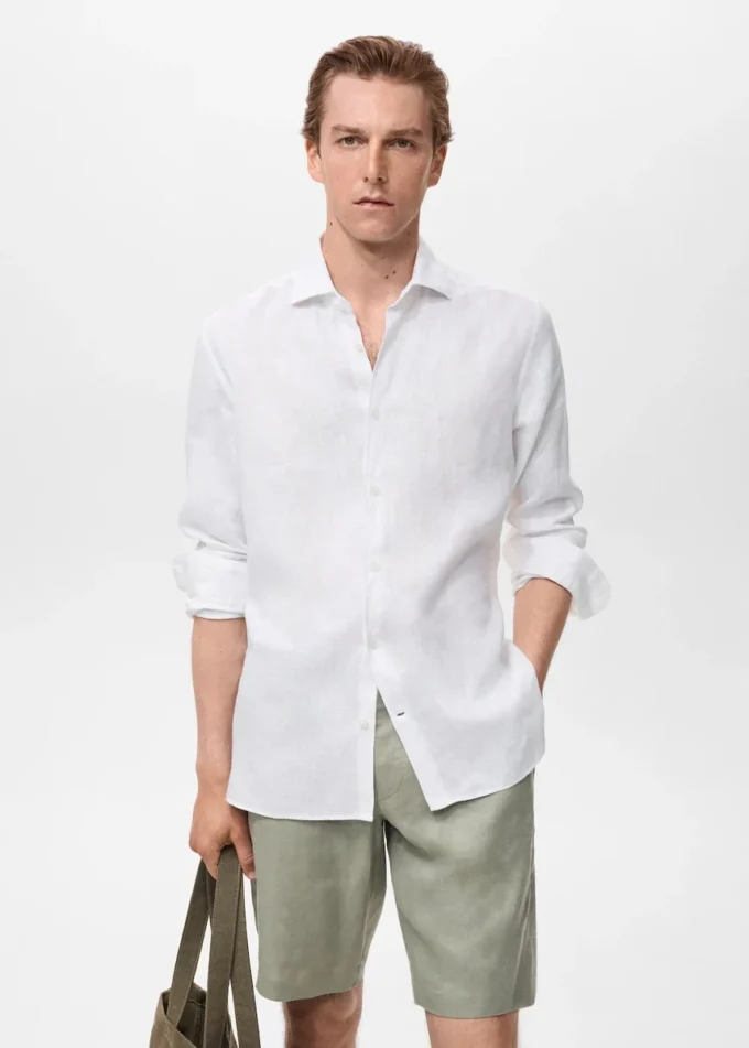 Slim-Fit-Hemd aus 100 % Leinen Slim-Fit-Hemd aus 100 % Leinen