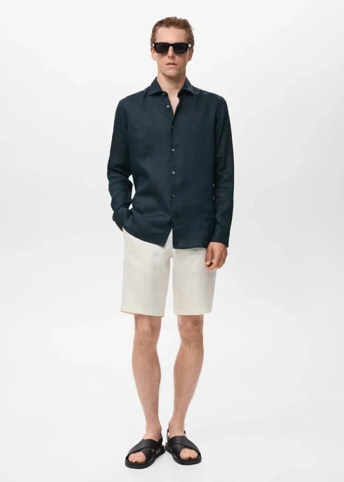 Slim-Fit-Hemd aus 100 % Leinen Slim-Fit-Hemd aus 100 % Leinen