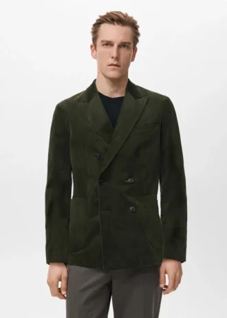 Slim-Fit-Jacke aus Cord mit doppelter Knopfleiste