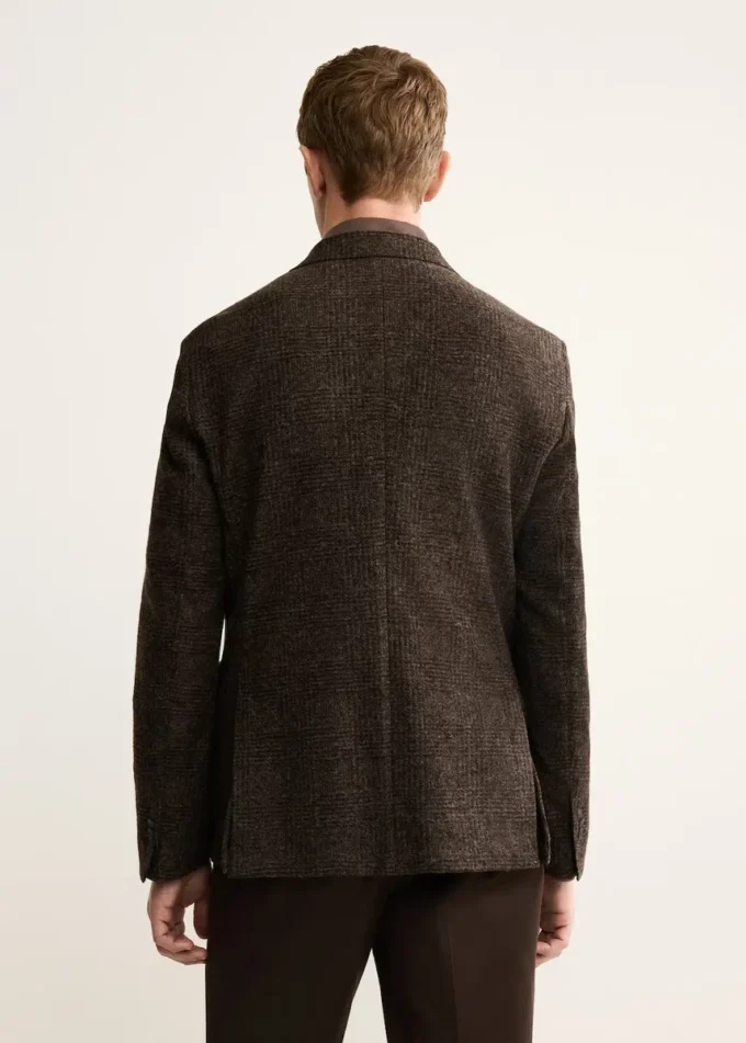 Slim-Fit-Jacke aus Wollmischgewebe mit Mikro-Karomuster Slim-Fit-Jacke aus Wollmischgewebe mit Mikro-Karomuster