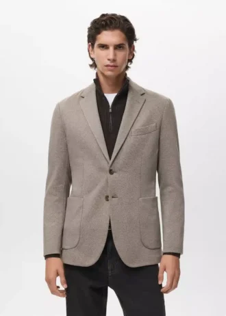 Slim-Fit-Jacke mit Mikro-Hahnentrittmuster