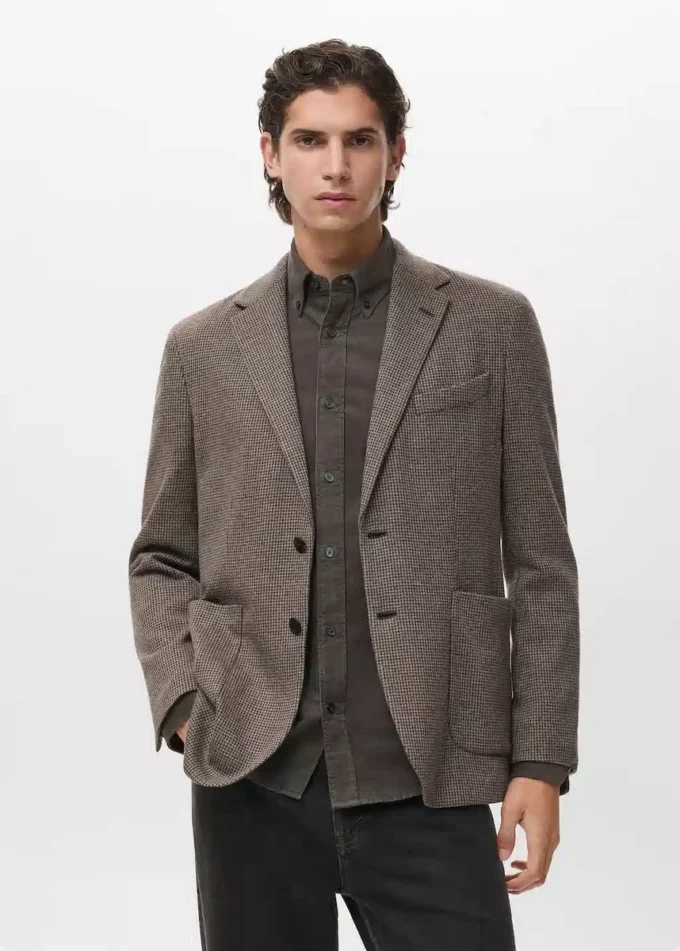 Slim-Fit-Jacke mit Mikro-Hahnentrittmuster Slim-Fit-Jacke mit Mikro-Hahnentrittmuster