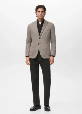 Slim-Fit-Jacke mit Mikro-Hahnentrittmuster