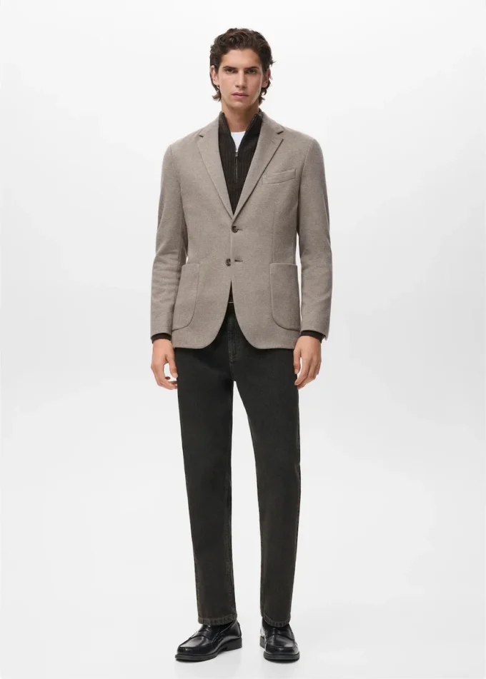 Slim-Fit-Jacke mit Mikro-Hahnentrittmuster Slim-Fit-Jacke mit Mikro-Hahnentrittmuster