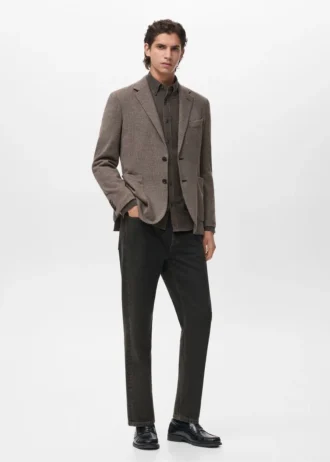 Slim-Fit-Jacke mit Mikro-Hahnentrittmuster