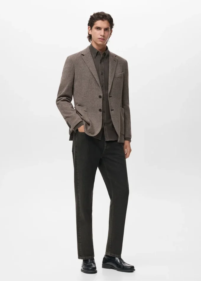 Slim-Fit-Jacke mit Mikro-Hahnentrittmuster Slim-Fit-Jacke mit Mikro-Hahnentrittmuster