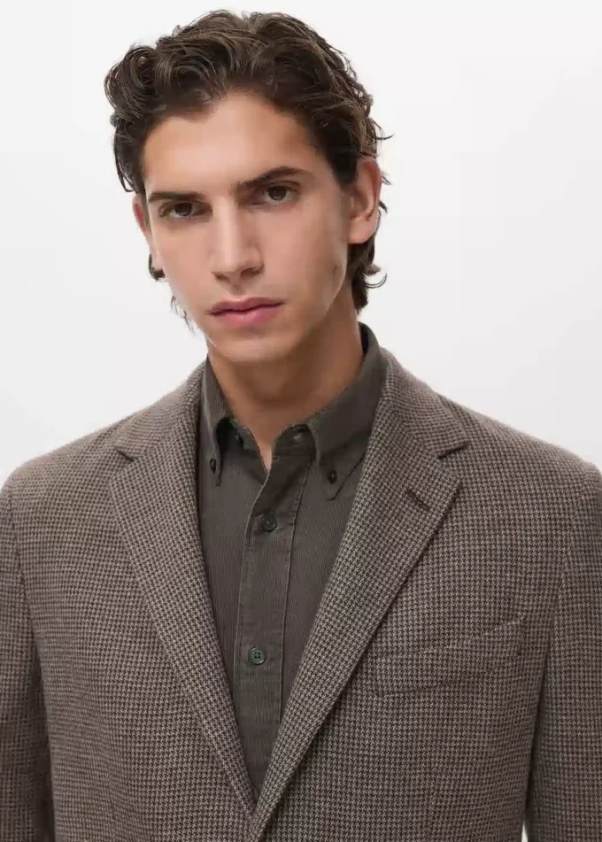 Slim-Fit-Jacke mit Mikro-Hahnentrittmuster Slim-Fit-Jacke mit Mikro-Hahnentrittmuster