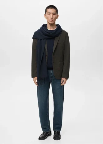 Slim-Fit-Jacke mit Mikrokaromuster
