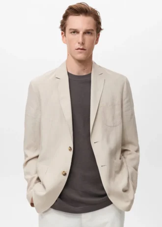 Slim Fit Leinenanzugblazer