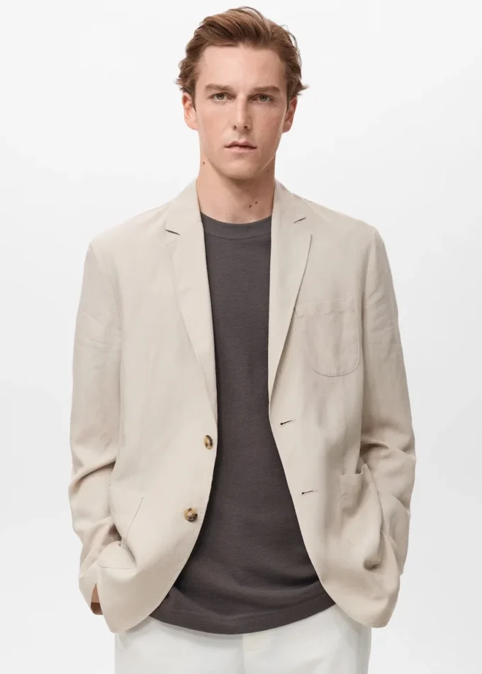 Slim Fit Leinenanzugblazer Slim Fit Leinenanzugblazer