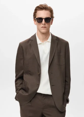 Slim Fit Leinenanzugblazer