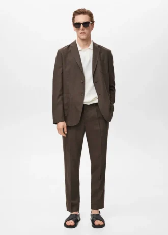 Slim Fit Leinenanzugblazer